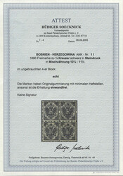 Bosnien-Herzegowina, 1890, 1 I, ungebrauchter VIERERBLOCK in ...