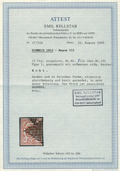 Schweiz, 1852, schwarzer Rautenstempel, 19, 15 Cts., ziegelrot, Rayon ...