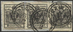Österreich, 1850, Küstenland, TRIESTE, drei aufrecht sitzende ...