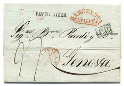 Spanien / Italien, 1841, BARCELONA CATALUNA, kompletter klarer und ...