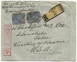 Austria / US, 1914, VIENNA - HONOLULU, incoming registered mail, on ...