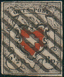 BUNDESMARKEN, 1850, Ortspost mit Kreuzeinfassung, allseits ...