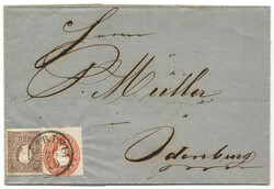 Österreich, 1858, Ungarische kroatische Militärgr., PETRINIA, 6 p, ...