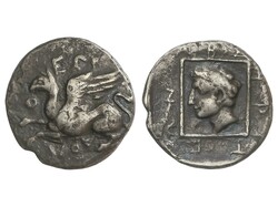 Hemidracma. 385-375 a.C. ABDERA. TRACIA. Anv.: Grifo a izquierda. Rev ...