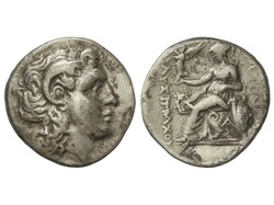 Dracma. 297-281 a.C. LISÍMACO. REINO DE TRACIA. Anv.: Cabeza de ...