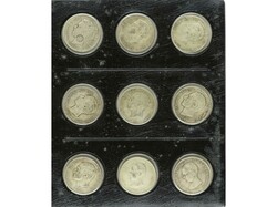 Lote 12 monedas 5 Pesetas. 1871 a 1894. AMADEO I a ALFONSO XIII. AR ...
