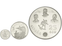 Serie 3 monedas 1, 5 y 25 Ecu. 1996. MARINA ESPAÑOLA. AR. II Serie: ...