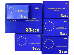 Lote 14 monedas 1 (4), 5 (7), 25 Ecu (3). 1989 a 1995. AR. En ...