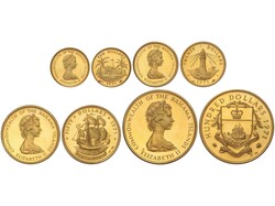Lote 4 monedas 10, 20, 50 y 100 Dollars. 1971. Total 72,04 grs. AU ...