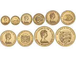 Serie 5 monedas 5, 10, 20, 25 y 50 Pounds. 1972. ELIZABETH II. Peso ...