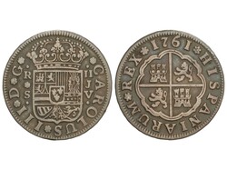 2 Reales. 1761. SEVILLA. J.V. 5,47 grs. Ensayadores en vertical. ...