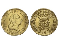 1/2 Escudo. 1759. MADRID. J.P. 1,70 grs. Cara de Rata. (Descolgada, ...
