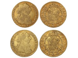 Lote 2 monedas 1 Escudo. 1785 y 1787. MADRID. D.V. Peso total de 6,11 ...