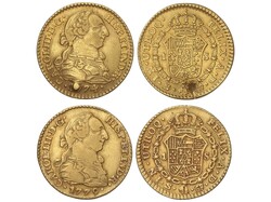 Lote 2 monedas 1 Escudo. 1774 y 1779. SEVILLA. C.F. 3,32 y 3,36 grs. ...