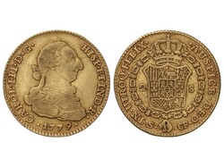 2 Escudos. 1779. SEVILLA. C.F. 6,70 grs. AC-1734. MBC-.