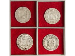 Lote 4 monedas 2 Reales. 1789, 90, 91, 92. LIMA. (1789 perforación). ...