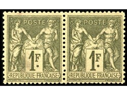 FRANCIA. 1 fr. oliva claro en pareja horizontal. RARA. OCASIÓN. Yv ...