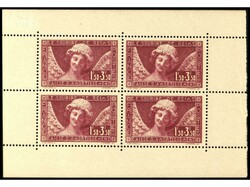 FRANCIA. 1,50 fr. + 3,50 fr. lila en bloque de 4 procedente del ...
