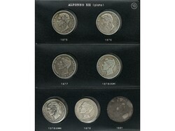 Lote 29 monedas 5 Pesetas. 1870 a 1899. GOB. PROVISIONAL a ALFONSO ...