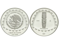 5 Pesos. 1998. 31,12 grs. AR. Sacerdote. KM-664. Tirada: 3.800 piezas ...