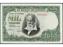 1.000 Pesetas. 31 Diciembre 1951. Sorolla. Serie A. (Arrugas en ...