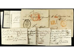 HISTORIA POSTAL. CONJUNTO de 12 cartas prefilatélicas, algún frontal