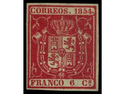 ESPAÑA. 6 cuartos carmín. Cert. GRAUS. PRECIOSO. RARO. Ed.24. Cat. ...
