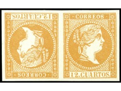 ESPAÑA. 12 cuartos naranja oscuro en pareja horizontal CAPICUA. ...