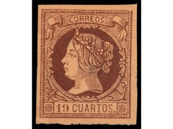 ESPAÑA. 19 cuartos castaño. FALSO SPERATI con marca Sperati ...