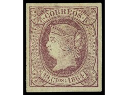 ESPAÑA. 19 cuartos violeta. Amplios márgenes. PRECIOSO. RARO. Ed.66 ...