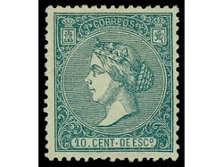 ESPAÑA. 10 cts. verde. Sello de lujo por su perfecto centrado. MUY ...