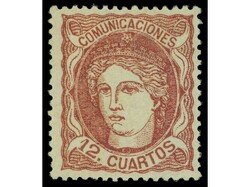 ESPAÑA. 12 cuartos castaño rojizo. Cert. GRAUS y EXFIMA. PRECIOSO. ...