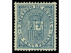 ESPAÑA. 10 cts. azul. Centrado perfecto. LUJO. RARO. Ed.142