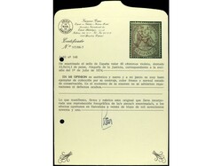 ESPAÑA. 40 cts. violeta. Cert. GRAUS. PRECIOSO. RARO. Ed.148