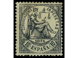 ESPAÑA. 10 pts. negro con centrado muy superior al habitual. Cert. ...