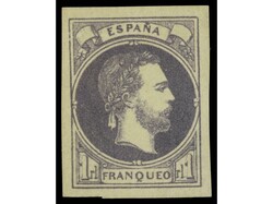ESPAÑA. 1 real violeta. Precioso sello por su color y amplios ...
