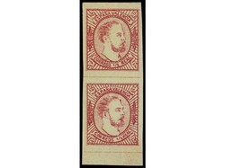 ESPAÑA. 1/2 real rosa. Pareja vertical con los TIPOS I y II. Borde ...