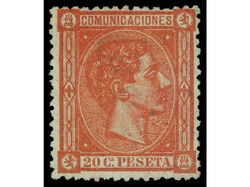 ESPAÑA. 20 cts. naranja. Sello de lujo por su color y centrado. Cert ...