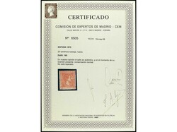 ESPAÑA. 20 cts. naranja. Sello de lujo por su color y centrado. Cert ...