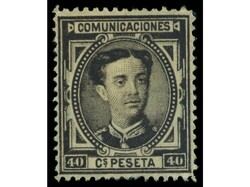 ESPAÑA. 40 cts. castaño negruzco. Muy bien centrado. PRECIOSO. MUY ...