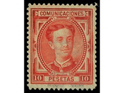 ESPAÑA. 10 pts. bermellón. Fantástico sello por su sensacional ...