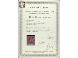 ESPAÑA. 10 pts. bermellón. Fantástico sello por su sensacional ...