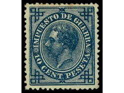 ESPAÑA. 10 cts. azul. Sello de lujo por su color intenso y centrado ...