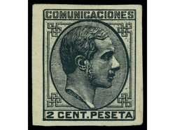 ESPAÑA. 2 cts. negro SIN DENTAR. ERROR DE COLOR. PRECIOSO. RARO. Ed ...