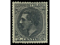 ESPAÑA. 2 cts. negro. Raro en este estado. PRECIOSO. Ed.200