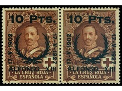 ESPAÑA. 10 pts. castaño en pareja horizontal. Uno de los valores ...