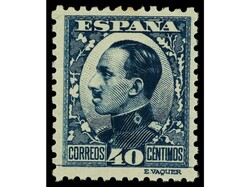 ESPAÑA. 40 cts. azul TIPO I. Valor clave de la serie. Muy raro en ...
