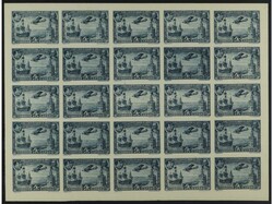 ESPAÑA. 4 pts. SIN DENTAR. 100 Sellos en 4 bloques de 25. RARO. ...