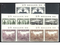 ESPAÑA. SERIE COMPLETA en parejas horizontales SIN DENTAR. Todas con ...