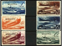 ESPAÑA. SERIE COMPLETA, 5 valores, habilitados MUESTRA. 15 pts. ...